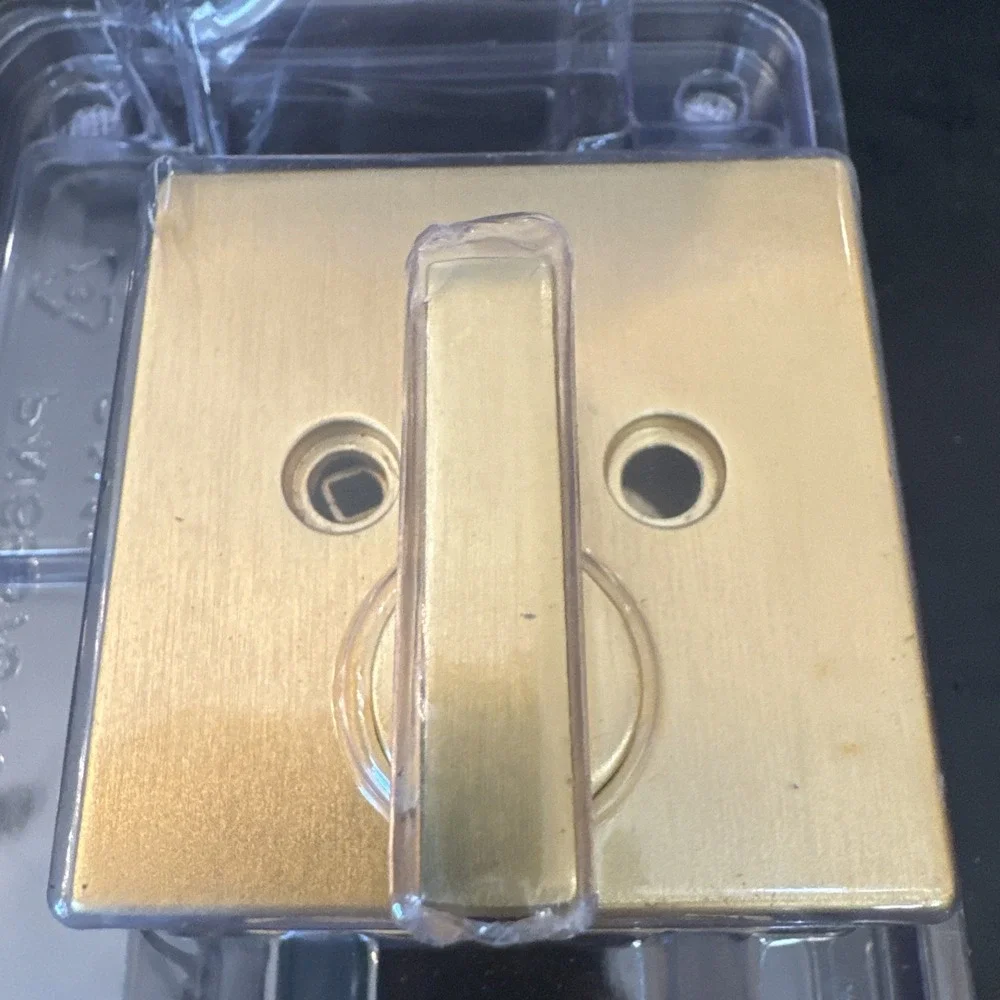 Kwikset Downtown Square Deadbolt Lock Satin Brass SmartKey 92580-033 Single‎ Cyl